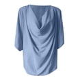 thumbnail image 5 of biudgviw Womens Tops Cowl Neck Chiffon 3/4 Sleeve Casual Shirts Loose Fit Solid Color Trendy Fall Tunic Blouses, 5 of 6