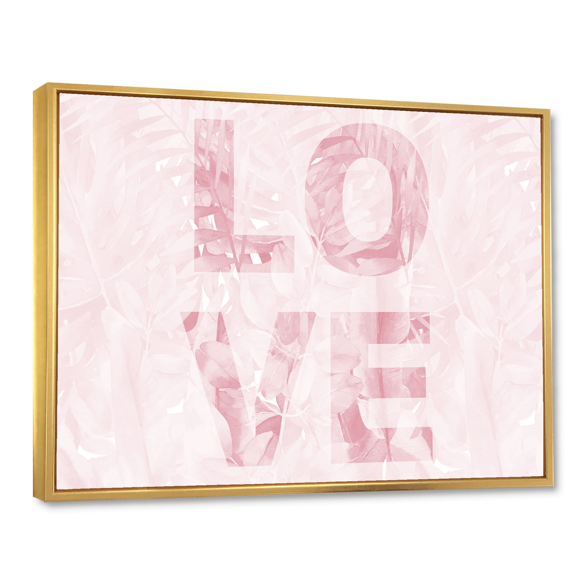 Designart 'Pink Pastel Love Abstract ' Shabby Chic Framed Canvas Wall Art Print