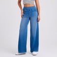 thumbnail image 5 of Jeans for Women Elastic High Waist Wide Leg Stretchy Baggy Streetwear Casual Denim Pants with Pockets, 5 of 5