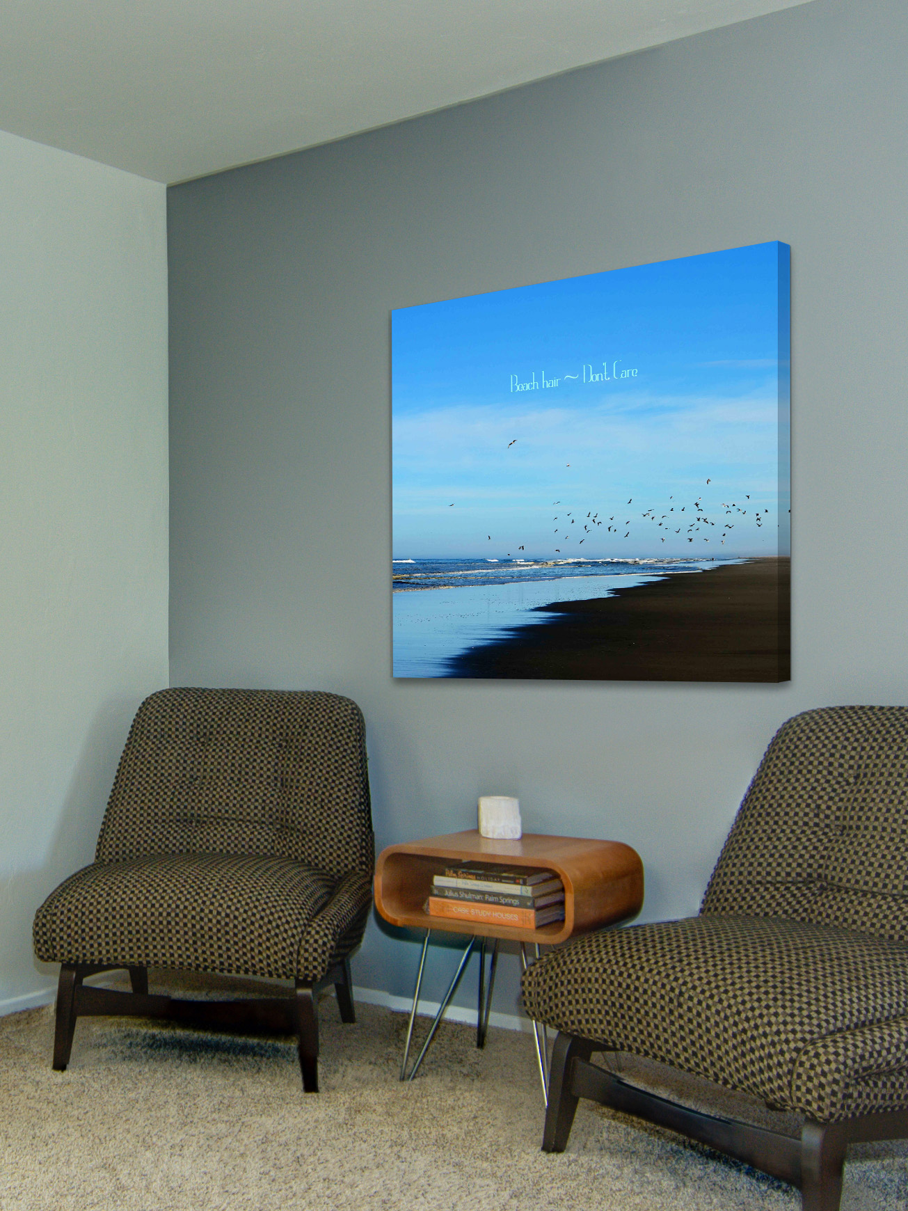 "Beach Hair Text" Painting Print on Wrapped Canvas
