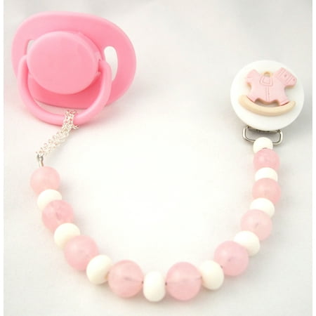 Rocking Horse Pacifier Clip with Wooden Beads