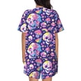 thumbnail image 6 of Fotbe Skull colorful mushroom Print Pajama Set for Women 2 Piece Loungewear Short Sleeve Tops and Shorts Set Soft Sleepwear-3X-Large, 6 of 7
