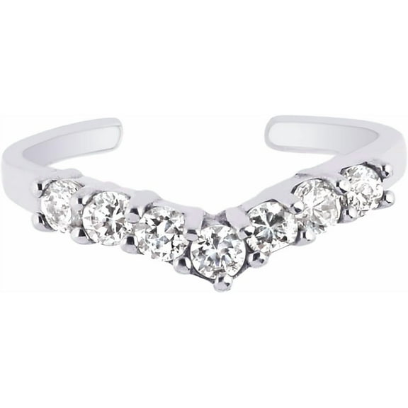 Ritastephens Sterling Silver Cubic Zirconia Band Ring Tiara Princess Adjustable Toe Ring