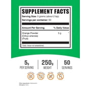 BulkSupplements Orange Powder - 5g per Serving - 250 Grams (8.8 oz) - 50 Servings