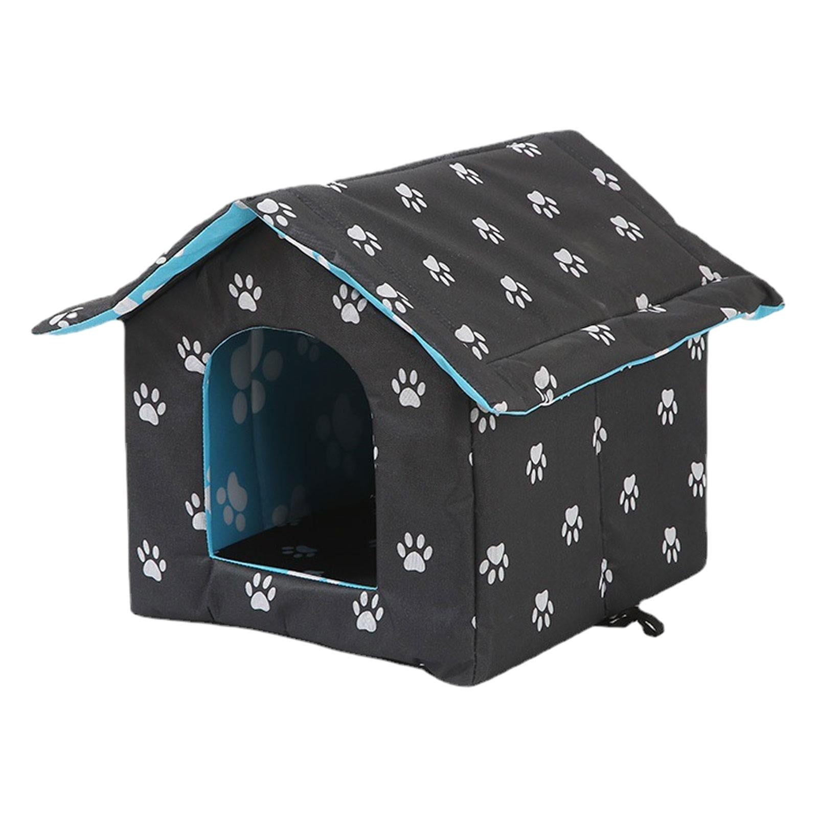 Cat House Outdoor Pet Shelter for Indoor Kittens or Small Dogs Courtyard M Black