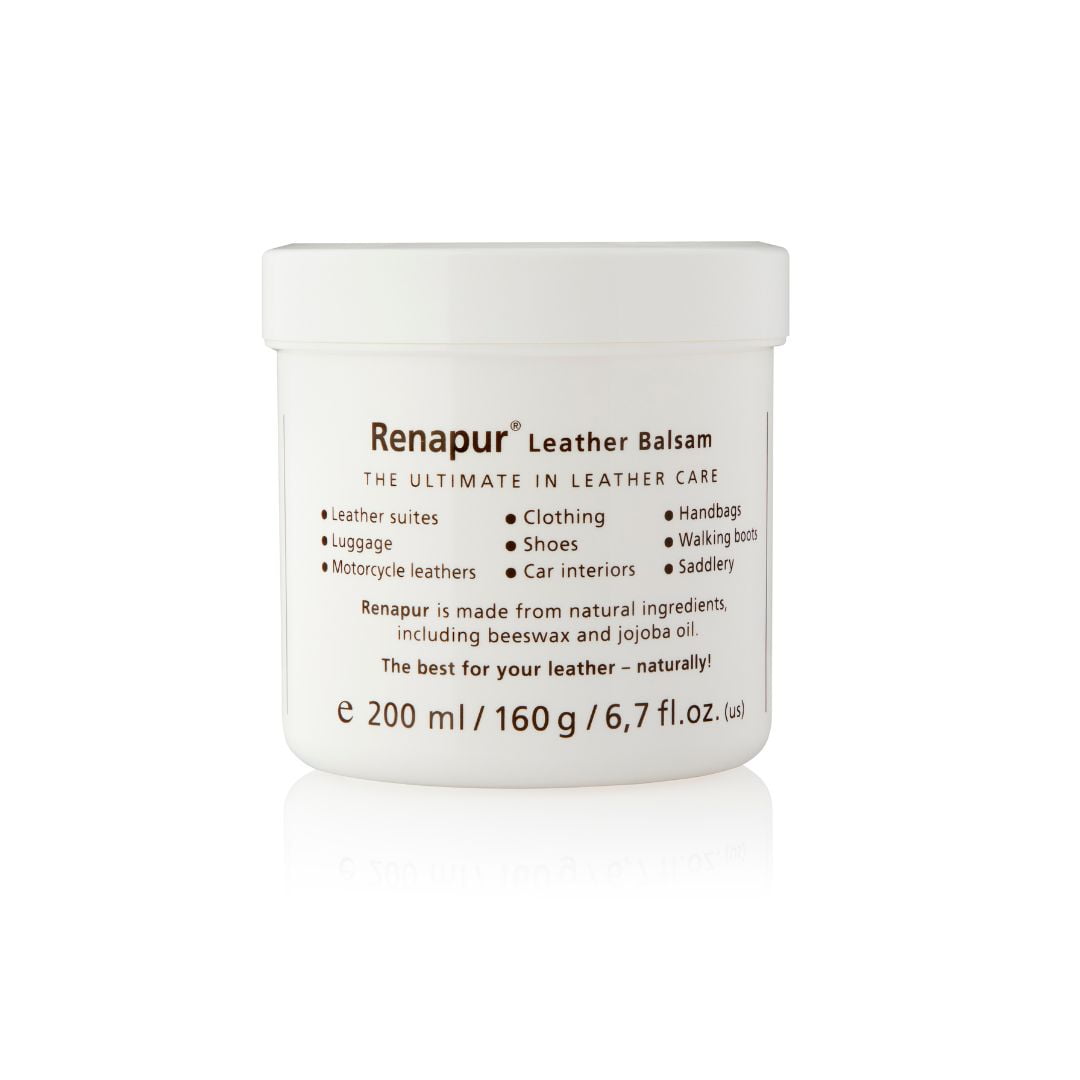 Renapur Leather Balsam, Natural Conditioner, Protector and Restorer — for Leather Furniture, footwear, Purses & Bags, Car interiors & Bikes, Saddlery & Tack. (6.7 fl oz + Applicator Sponge)