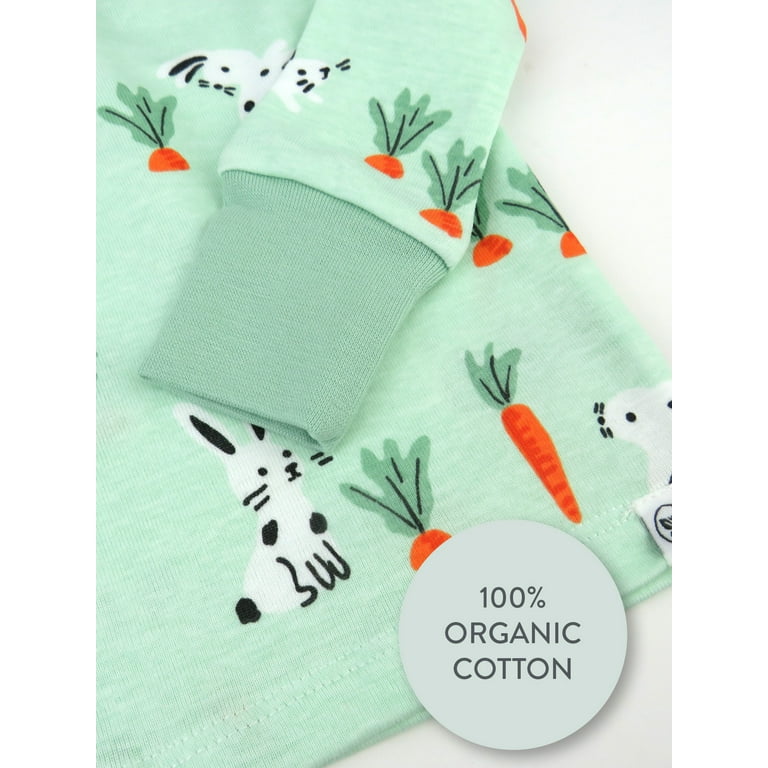 PLAID GREEN ONE-PIECE PYJAMA WITH CARROTS IN ORGANIC COTTON, BABY PLAID GREEN ONE-PIECE PYJAMA WITH CARROTS IN ORGANIC COTTON, BABY