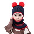 thumbnail image 2 of Cheers Baby Winter Double Pompom Warm Hat Knitted Cap One Piece Earmuff Neck Gaiter, 2 of 2