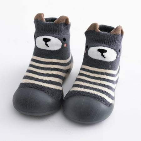 Baby Slipper Socks Non-Skid Baby Walking Sock Shoes Breathable Warm Soft Sole Rubber Cotton Baby Sneakers for Boys Girls