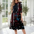 thumbnail image 2 of BOMYJESK 4th Of July Dresses for Women American Flag Floral Maxi Dress Independence Day Art Print 2026 Summer Dresses Midi Dresses Casual Party Apparel Black 3XL, 2 of 7