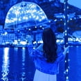 thumbnail image 6 of JMEXSUSS 2 Pack 200 LED Blue Solar Lights Outdoor Waterproof, 66ft Blue Solar Fairy Lights with 8 Modes, Copper Wire Solar String Lights for Patio Garden Pool Camping Party Decorations, 6 of 8