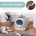 thumbnail image 5 of Cat Litter Box with Lid, Space-Capsule Design with Skylight, Removable Tray & Scoop, Anti-Litter Spill for Cats Under 9 lbs (Tile Blue/Gray), 5 of 7