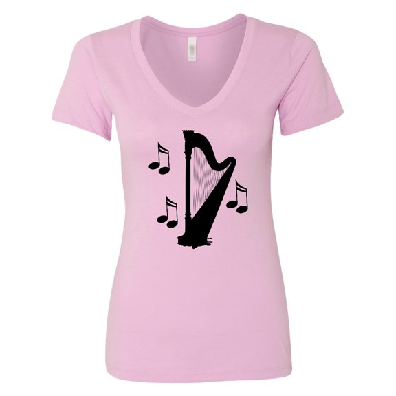 Inktastic Harp Silhouette Music Women's V-Neck T-Shirt