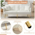 thumbnail image 3 of Timbernest 69" Convertible Loveseat Sleeper with Cup Holder, Tufted Futon Sofa Bed for Living Room, White Velvet, 3 of 9