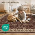 thumbnail image 4 of ODIKA 9'x12' Washable Area Rug Non-Slip, Chair-Friendly Vintage Traditional Grey Ornate Throw Maroon Round Burgandy Entryway for Dining Room, Basement, Large Office, 4 of 7