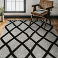 thumbnail image 4 of CAMILSON Micro Loop High-Low Pile Stain Resistant Indoor Area Rugs Trellis-Black 8x10, 4 of 9