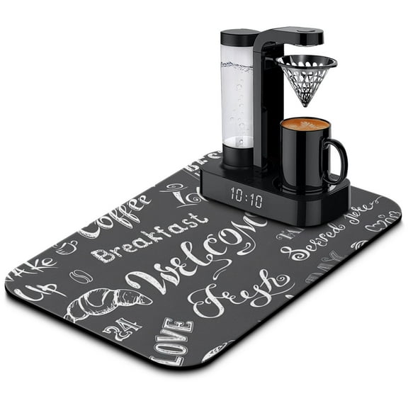 Coffee Maker Mat diatom mud , (Coffee Station Bar Accessory) Protects Kitchen Countertops From Spills, Stains & Scratches, Absorbent, Waterproof, Washable ,Chalkboard ,19.5x12in