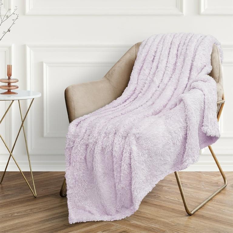 Purple Checker Throw Blanket 50x60 Fleece Sherpa Bed 