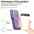 thumbnail image 3 of SaniMore for Samsung Galaxy A34 5G (6.6" 2023) Wallet Case, Flip Cash Pocket 360° Rotating Metal Holder Kickstand PU Leather Shockproof TPU Card Slots Magnetic Car Mount Wear-resistant Shell - Purple, 3 of 13