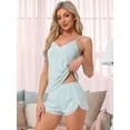 thumbnail image 2 of DARING DIVA Pajama Sleeveless Nightwear Ribbed Knit Lace Trim Cami Sets M Green, 2 of 7