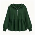 thumbnail image 6 of Xdegoge Womens Half Zip Hoodie Long Sleeve Peplum Sweatshirts Babydoll Ruffle Hem Casual Fall Tops Lightweight Loose Fit Pullover, 6 of 6