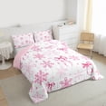 thumbnail image 3 of Homewish Ribbow Bow Tie Queen Comforter Set,Cute Snowfalke Bedding Sets,Pink White Bedding Comforter Set For Girls Kids,Ultra Soft Home Decor Reversible,3 Pieces, 3 of 8