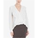 thumbnail image 1 of Max Studio London Blusa de punto con volantes para mujer, blanca, pequeña, 1 of 1