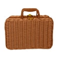 thumbnail image 2 of Small Wicker Picnic Basket, Decorative Retro Rattan Suitcase with Faux Leather Buckle, Lightweight Gift Basket Box, Makeup Organizer, Suitable for All Season, Easter, Picnic, 8.7 x 6.7 x 4.3 in, 2 of 12