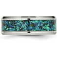 thumbnail image 4 of Chisel Stainless Steel Polished with Blue Imitation Opal Inlay 8.2mm Band - Ring Size 10.5, 4 of 8
