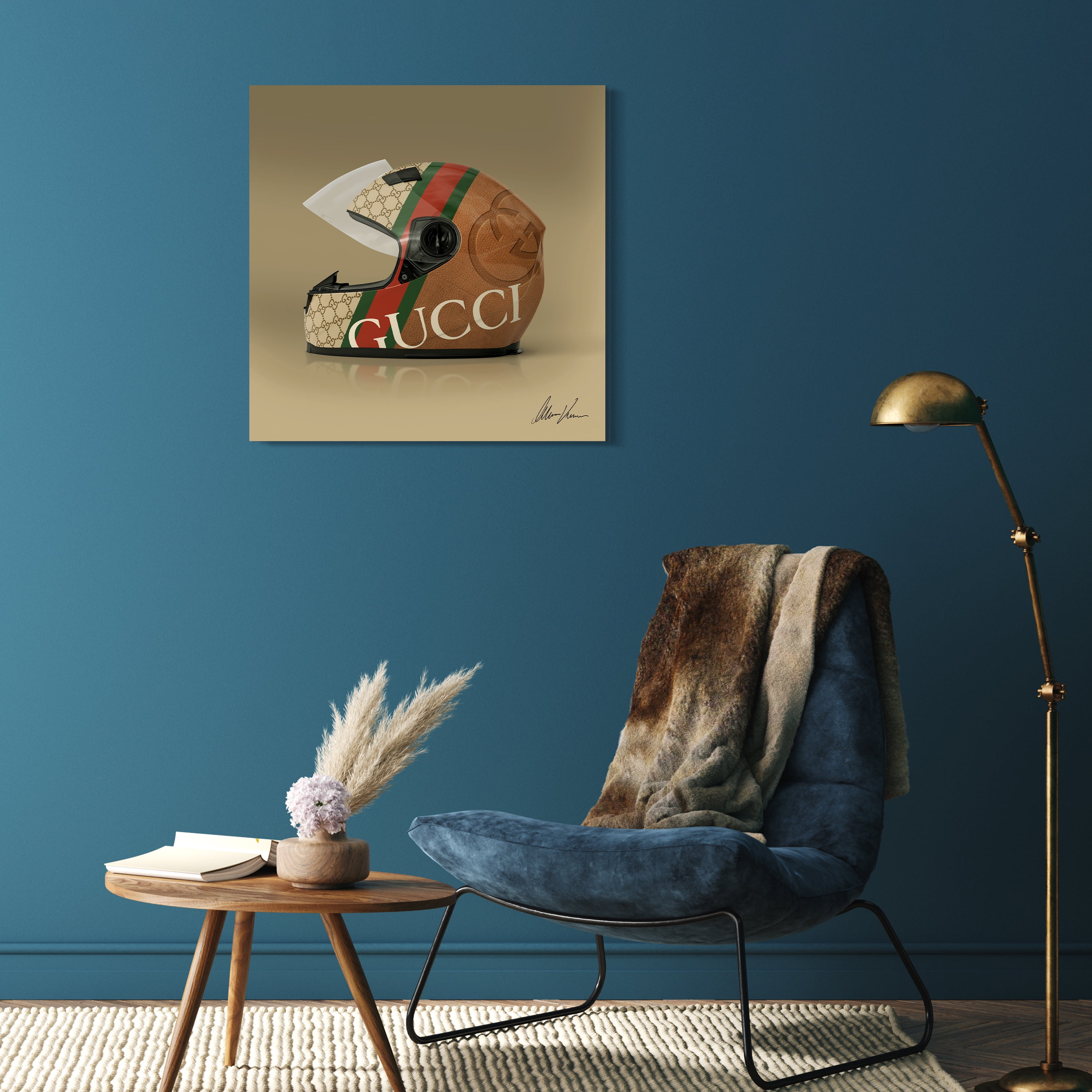 G Fabulous Helmet Frameless Free Floating Tempered Glass Panel Graphic Wall Art , 24" x 24"