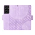 thumbnail image 6 of ELEHOLD For Samsung Galaxy S21 Ultra Leather Wallet Phone Case, Embossed Diamond Folio Flip Cover, Card Holder Cash Slot, Stand Support, Wrist Strap Lanyard -Purple, 6 of 10