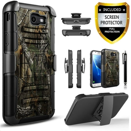 Samsung Galaxy J7 Prime Case, Galaxy J7V Case, Dual Layers And Kickstand Bundled with [Premium Protector] Hybird Shockproof And Circlemalls Stylus (Camo)