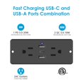 thumbnail image 2 of 5 in 1 Recessed Power Strip Flat Plug, 20W Fast Charging Furniture Outlet with USB, 2 USB Ports 1 USB-C, 6ft Power Cord., 2 of 7