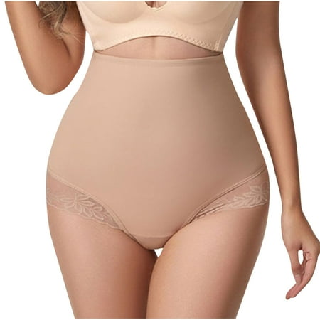 Tao Tao Women Shapewear Thong Tummy Control High Waisted Body Shaper Seamless Lace Shaping Thong Girdle Panties Underwear Beige S