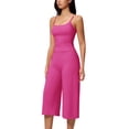 thumbnail image 5 of IBTOM CASTLE Workout Sets for Women Two Piece Halter Sports Bra Matching Wide Leg Capri Pants Gym Work Yoga Pilates Outfits Pink, 5 of 7