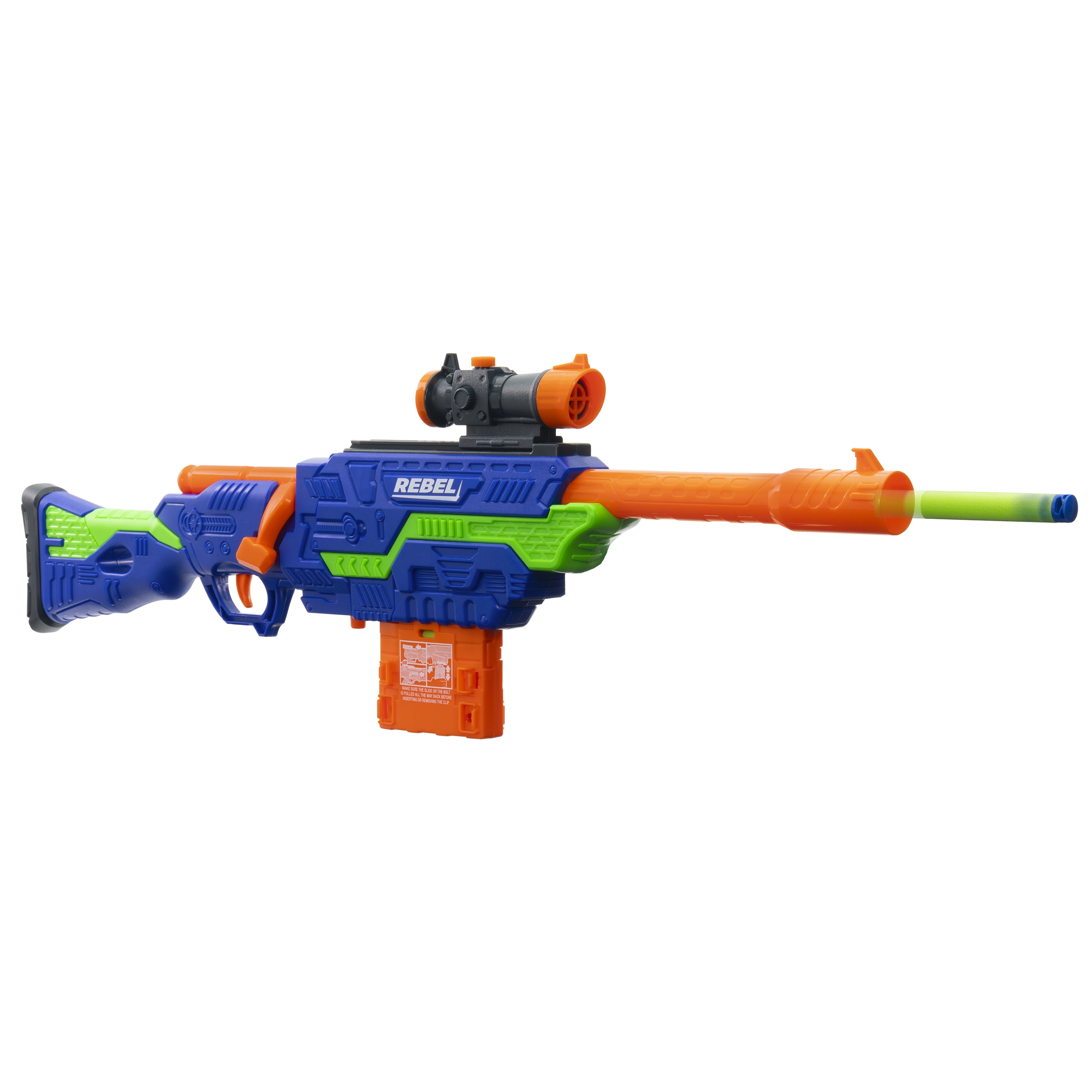 Adventure Force Rebel Foam Dart Blaster Set, Bolt-Action Clip-Fed Design, 1 Blaster with 8 Accu-Blast Darts, Clip and Detachable Scope, Compatible with Most Standard Nerf Blasters, Ages 8+