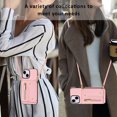 thumbnail image 4 of Wallet Case for iPhone 13, Classic Lychee Texture PU Leather Purse Case with Accordion Card Slots, Protective Crossbody Flip Cover with Zipper Shoulder Strap Lanyard for iPhone 13, Pink, 4 of 8