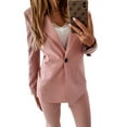 thumbnail image 3 of Women Button Casual Blazers Long Sleeve Jackets Suits Lapel Collar Coat, 3 of 7