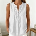 thumbnail image 2 of oqasdz Womens Tank Tops Sleeveless Button Crewneck Solid Color Shirt Comfort Loose Fit Blouse Lightweight Daily Wear Versatile Summer Outdoor,White,3XL, 2 of 4