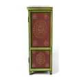 thumbnail image 3 of Beaumont Lane Boho Chic Traditional Wood Hand Painted Chest in Green/Red, 3 of 6