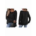 thumbnail image 3 of Blusa de Moda para Mujer con Aberturas y Hombros Descubiertos, de Suave y Mangas , para Exteriores. Negro L, 3 of 7