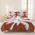 thumbnail image 3 of Quilts Queen Size Bedding Set, Tropical Plants Lightweight Quilted Comforter, Orange Red Summer Coastal Palm Tree Leaves Reversible Bedspread Coverlet with Pillow Covers for All Season, 90" x 96", 3 of 9