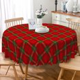 thumbnail image 5 of Winter Christmas Tartan Plaid Round Tablecloth,70 Inch,Washable Polyester Table Cover for Holiday Dinner, 5 of 6