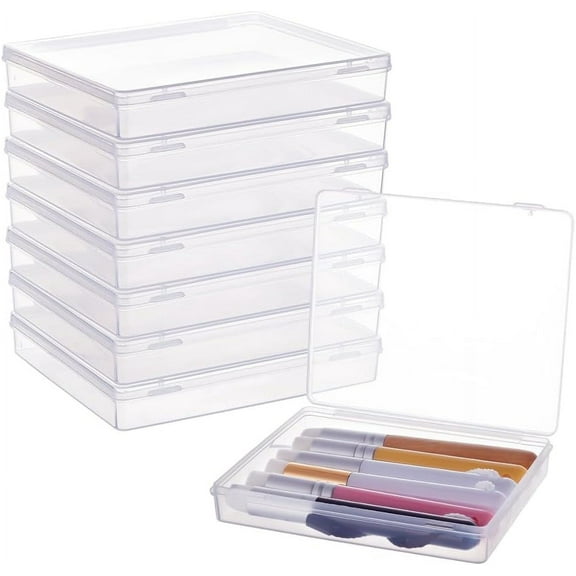 8 Pack Rectangle Clear Plastic Bead Storage Containers Box Drawer Organizers with Lid for Earplugs Tiny Beads Dices and Other Small Craft Accessories - 4.72x3.9x0.78 Inches DIY