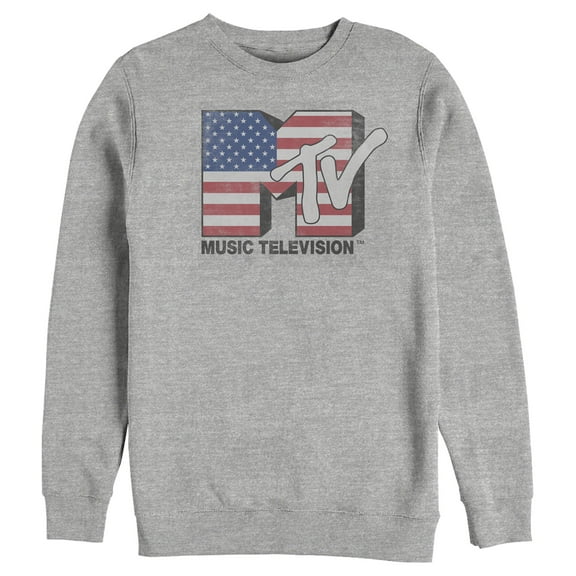 Men's MTV 3D Flag Logo  Sweatshirt Athletic Heather Large