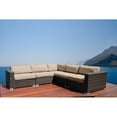 thumbnail image 3 of Living Source International 5-Piece Wicker/Rattan Sectional Set - Espresso/Beige, 3 of 5