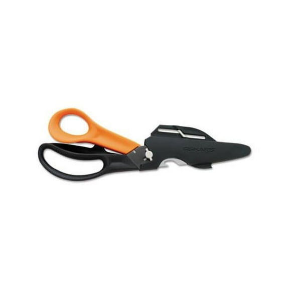 CutsMore Scissors 9" Long, 3.5" Cut Length, Black/Orange Offset Handle