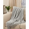 thumbnail image 4 of Saro Lifestyle Fringe Design Chenille Throw Blanket Grey, 4 of 4