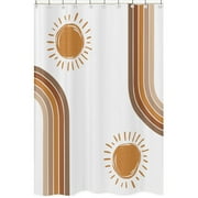Boho Sun White and Pumpkin Fabric Shower Curtain by Sweet Jojo Designs
