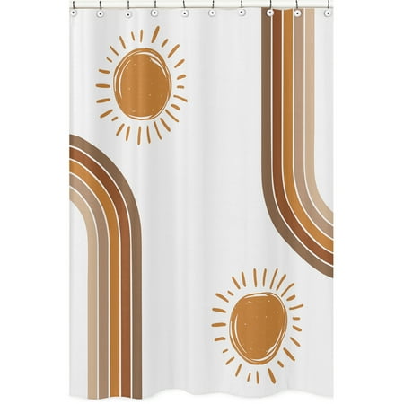 Boho Sun White and Pumpkin Fabric Shower Curtain by Sweet Jojo Designs